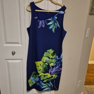 BOLD Elements Blue Leaf Print Midi Dress